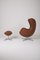 Fauteuil et Repose-Pieds Egg en Cuir par Arne Jacobsen, Set de 2 2