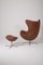 Fauteuil et Repose-Pieds Egg en Cuir par Arne Jacobsen, Set de 2 1