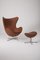 Leather Egg Lounge Chair and Footstool by Arne Jacobsen, Set of 2 6