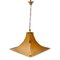 Mid-Century Italian Pagoda Pendant with Brass and Curved Smoked Glass from Esperia, 1970s, Image 1