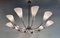 Large Italian Brass Sputnik 10-Light Chandelier with Opaline Glass Double-Cone Lampshades, 1950s, Image 2