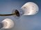 Large Italian Brass Sputnik 10-Light Chandelier with Opaline Glass Double-Cone Lampshades, 1950s, Image 5