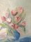 Tulips in Pastel Still Life, Oil Painting, Framed 10