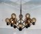 Large Italian Chromed 3d-Grid-Structure Chandelier with 12 Smoked Glass Domes, 1960s 11