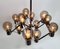 Large Italian Chromed 3d-Grid-Structure Chandelier with 12 Smoked Glass Domes, 1960s 13