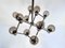 Large Italian Chromed 3d-Grid-Structure Chandelier with 12 Smoked Glass Domes, 1960s 5