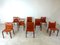 Rote Leder Esszimmerstühle von Mario Bellini für Cassina, Italien, 1970er, 8er Set 1