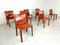 Rote Leder Esszimmerstühle von Mario Bellini für Cassina, Italien, 1970er, 8er Set 3