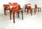 Sedie da pranzo in pelle rossa di Mario Bellini per Cassina, Italia, anni '70, set di 8, Immagine 4