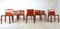 Rote Leder Esszimmerstühle von Mario Bellini für Cassina, Italien, 1970er, 8er Set 5