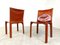 Rote Leder Esszimmerstühle von Mario Bellini für Cassina, Italien, 1970er, 8er Set 8