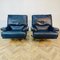 Mid-Century Navy Blue Leather Swivel Chairs, 1970s, Set of 2 4