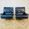 Mid-Century Navy Blue Leather Swivel Chairs, 1970s, Set of 2, Image 4