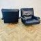 Mid-Century Navy Blue Leather Swivel Chairs, 1970s, Set of 2 3