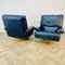 Mid-Century Navy Blue Leather Swivel Chairs, 1970s, Set of 2 7