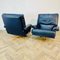 Mid-Century Navy Blue Leather Swivel Chairs, 1970s, Set of 2, Image 7
