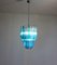 Murano Glass Triedri Chandelier with 92 Transparent and Blue Prisms, 1990s 7