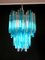 Murano Glass Triedri Chandelier with 92 Transparent and Blue Prisms, 1990s 8