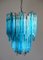 Murano Glass Triedri Chandelier with 92 Transparent and Blue Prisms, 1990s 3