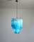 Murano Glass Triedri Chandelier with 92 Transparent and Blue Prisms, 1990s 12