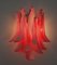 Vintage Italian Murano Wall Lights with 10 Red Lattimo Glass Petals from Mazzega, 1990s, Set of 2, Image 11
