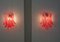 Vintage Italian Murano Wall Lights with 10 Red Lattimo Glass Petals from Mazzega, 1990s, Set of 2 10