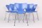 3107 Blue Chairs by Arne Jacobsen for Fritz Hansen, 1994, Set of 6 1