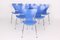 3107 Blue Chairs by Arne Jacobsen for Fritz Hansen, 1994, Set of 6 13