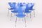 Chaises 3107 Bleues par Arne Jacobsen pour Fritz Hansen, 1994, Set de 6 13