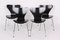 3107 Black Chairs by Arne Jacobsen for Fritz Hansen, 1950s, Set of 4 1