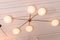 Lámpara de araña de seis brazos de latón opalino de Angelo Lelli, Imagen 2