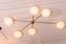 Lámpara de araña de seis brazos de latón opalino de Angelo Lelli, Imagen 4