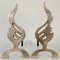 Flame Brass Andirons, France, 1960s, Set of 2 2