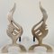 Flame Brass Andirons, France, 1960s, Set of 2, Image 2