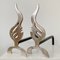 Flame Brass Andirons, France, 1960s, Set of 2 3