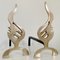 Chenets Flame en Laiton, France, 1960s, Set de 2 1