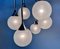 Italian Space Age Chromed Steel and Globe Milk Glass 6-Light Chandelier, 1960s 7