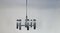 Lámpara de araña alemana era espacial de acero cromado de ocho luces de Hustadt Leuchten, años 60, Imagen 13