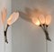 Lámparas de pared de latón y vidrio opalino, Italia, años 60. Juego de 2, Imagen 2