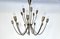 Large Mid-Century Patinated 15-Arm Brass Chandelier, Germany, 1950s 1