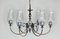 Neo-Classical Six-Light Glass and Chromed Steel Chandelier from Kaiser Leuchten, 1950s 5