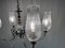 Lámpara de araña neoclásica de seis luces de vidrio y acero cromado de Kaiser Leuchten, años 50, Imagen 3