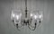 Lampadario neoclassico a sei luci in vetro e acciaio cromato di Kaiser Leuchten, anni '50, Immagine 1