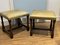 Leather & Oak Foot Stools, Set of 2 1