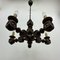 Brutalist Oak Wood Chandelier, 1970s, Image 1