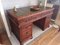 Vintage Carved Oak Writing Desk with Leather Top, 1970s 4