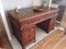Vintage Carved Oak Writing Desk with Leather Top, 1970s, Image 4