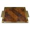 Mid-Century Brass, Plywood and Veneer Serving Tray, 1960s, Image 1