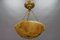 French Art Deco Amber Color Alabaster and Bronze Pendant Light, 1920s, Image 8