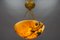 French Art Deco Amber Color Alabaster and Bronze Pendant Light, 1920s 10
